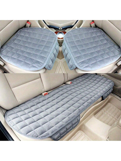 Car Seat Cover Bottom Seat Cover For Cars, Luxury All Season Plush Automotive Seat Cushion Covers Front And Rear Auto Comfortable Protector Cover For Vehicle SUV Cars, Non-Slip Rubber Bottom With Stor