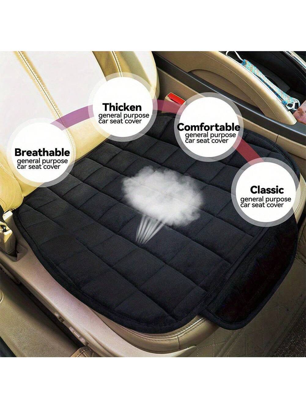Car Seat Cover Bottom Seat Cover For Cars, Luxury All Season Plush Automotive Seat Cushion Covers Front And Rear Auto Comfortable Protector Cover For Vehicle SUV Cars, Non-Slip Rubber Bottom With Stor