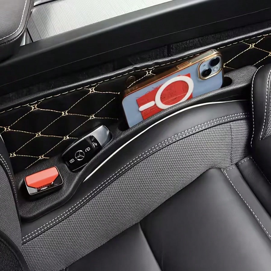 Car Seat Gap Organizers With Dust-Proof Air Vent System And Multifunctional Storage- Adjustable Gap Filler Trim, Suitable For Center Console And Door Sill- Fits Most SUVs And Trucks (No Drilling Req