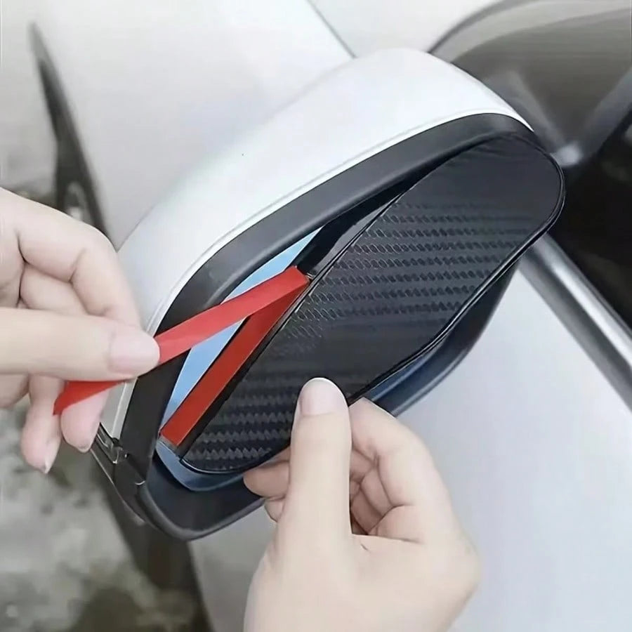 Carbon Fiber Texture Car Side Mirror Rain Guards- Windproof Sun Visors, Reducing 90% Raindrops, Enhancing Clear Visibility, Sporty Style Upgrade, Side Mirror Covers, Truck Window Rain Guards