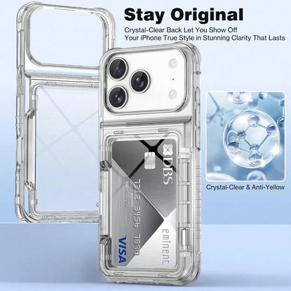 Cardholder Phone Case Compatible With IPhone 17 Pro Max 17 Pro 17 Air 17 Case Wallet Clear Protective Phone Case With 2 Credit Card Holder Heavy Duty Protection Shockproof Anti-Scratch Anti-Yellow Cov