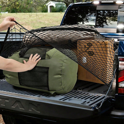Cargo Box Net Bag For Pickups, Truck Cargo Net Storage Box With Highly Elastic Truck Cargo Net, Suitable For Camping, Travel Luggage, Compatible With Trailers, Can Fix Luggage And Loose Items