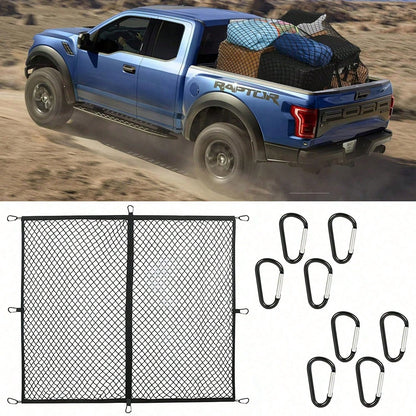 Cargo Box Net Bag For Pickups, Truck Cargo Net Storage Box With Highly Elastic Truck Cargo Net, Suitable For Camping, Travel Luggage, Compatible With Trailers, Can Fix Luggage And Loose Items