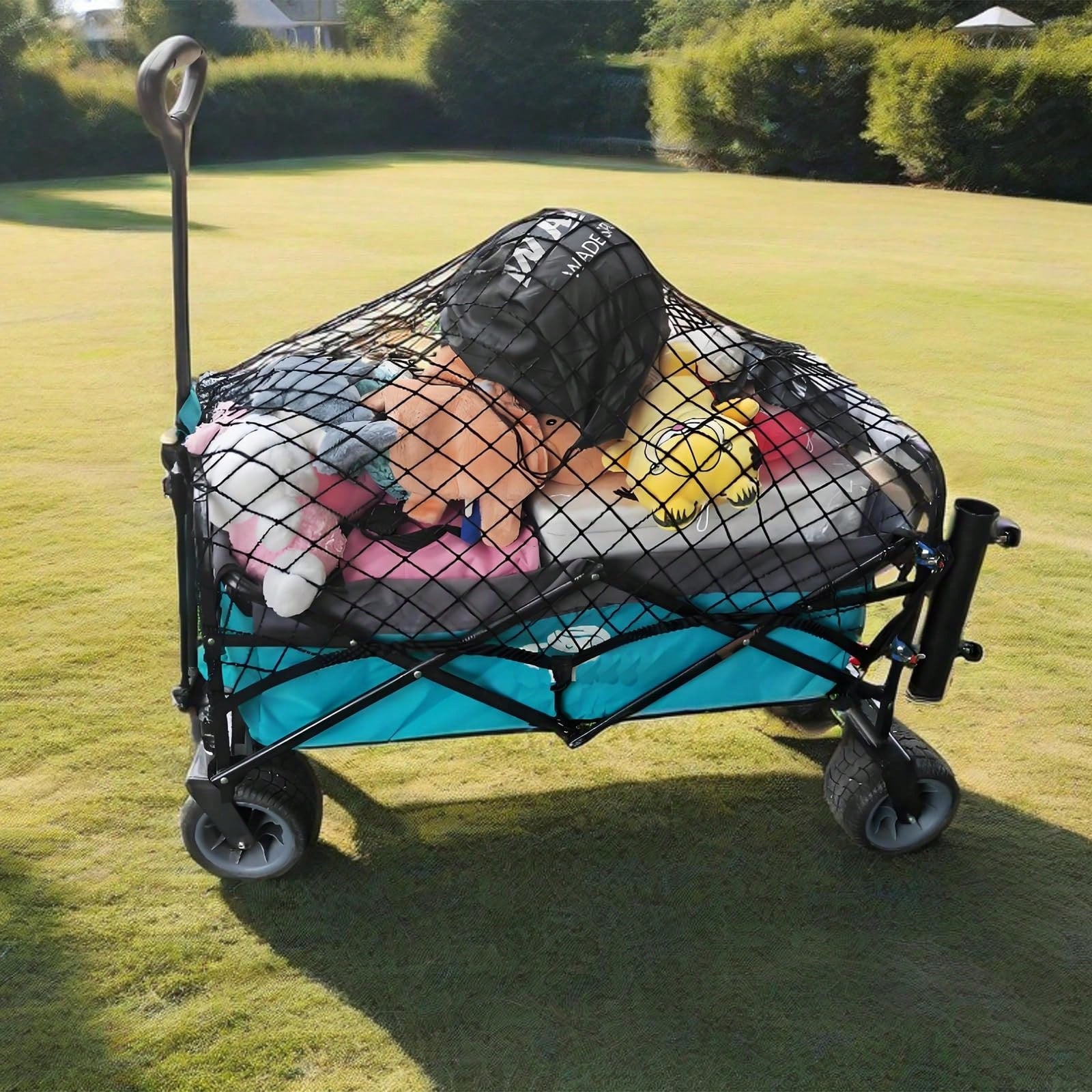 Cargo Net For Utility Folding Wagon, Garden Cart, Folding Trolley Cart, Beach Cart, Made Of Heavy-Duty Elastic Nylon Net 24"X35.5"To 47"*71"