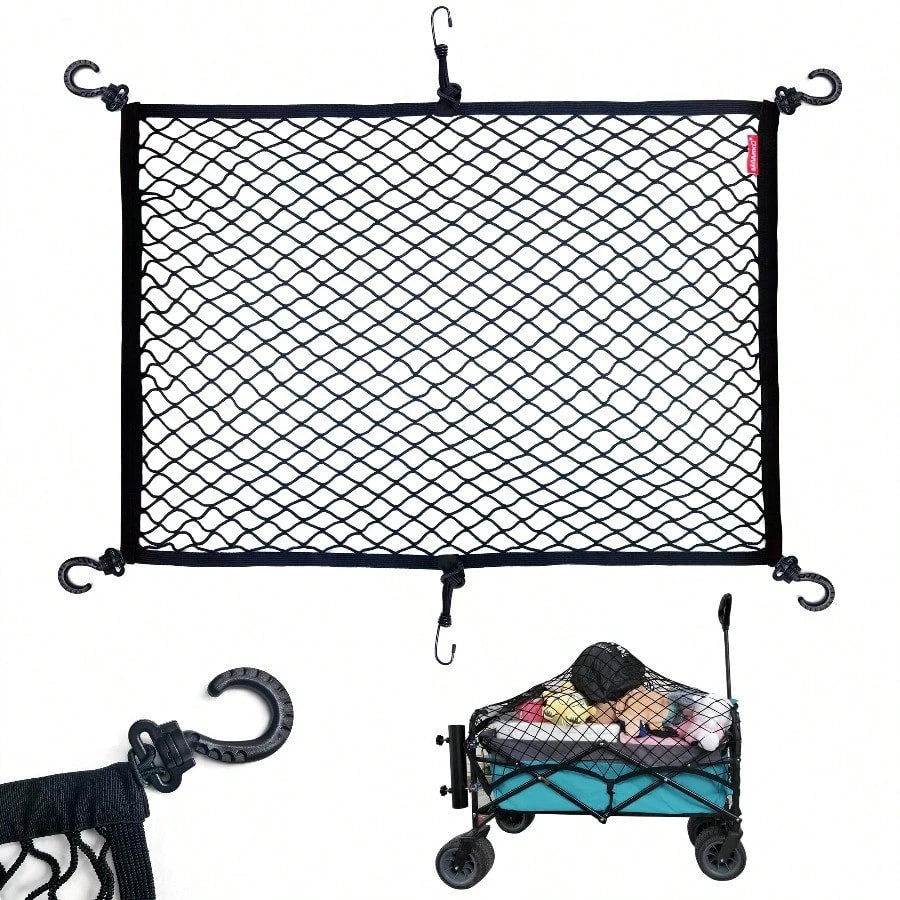 Cargo Net For Utility Folding Wagon, Garden Cart, Folding Trolley Cart, Beach Cart, Made Of Heavy-Duty Elastic Nylon Net 24"X35.5"To 47"*71"