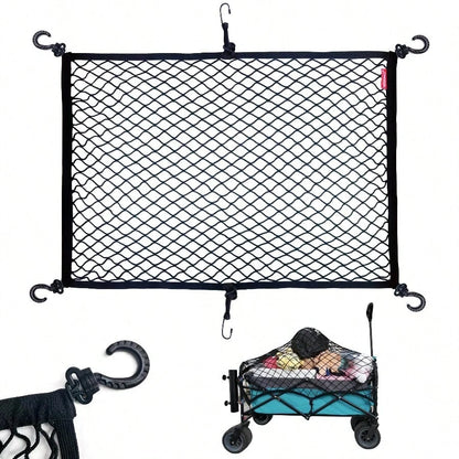 Cargo Net For Utility Folding Wagon, Garden Cart, Folding Trolley Cart, Beach Cart, Made Of Heavy-Duty Elastic Nylon Net 24"X35.5"To 47"*71"