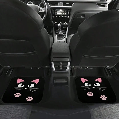 [Cartoon Cat Car Floor Mats]2/4pcs Set Anti-Slip Car Floor Mats, Car Carpet, Cute Cartoon Cat Print Car Floor Mats, Suitable For Most Cars, Sedans, SUVs And Trucks Front And Rear Seats
