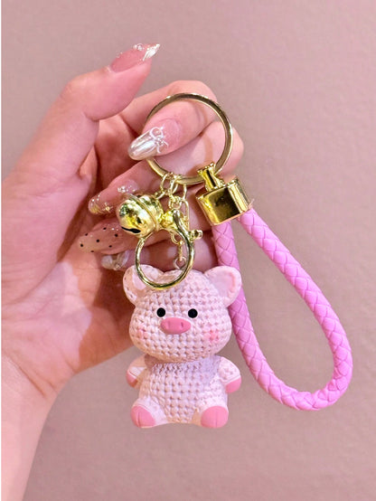 Cartoon Creative Resin & Knit Thread Teddy Bear Fashionable Mini Backpack Pendant Bag Accessories Accessories Decor For Teen Girls Women College Students Rookies & White-Collar Workers Present Car Acc