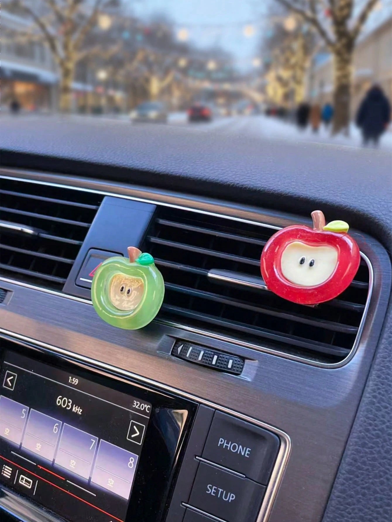 Cartoon Fruit Car Air Freshener Clip, Creative Apple Shaped Car Air Vent Fragrance Clip, Car Accessories Decoration