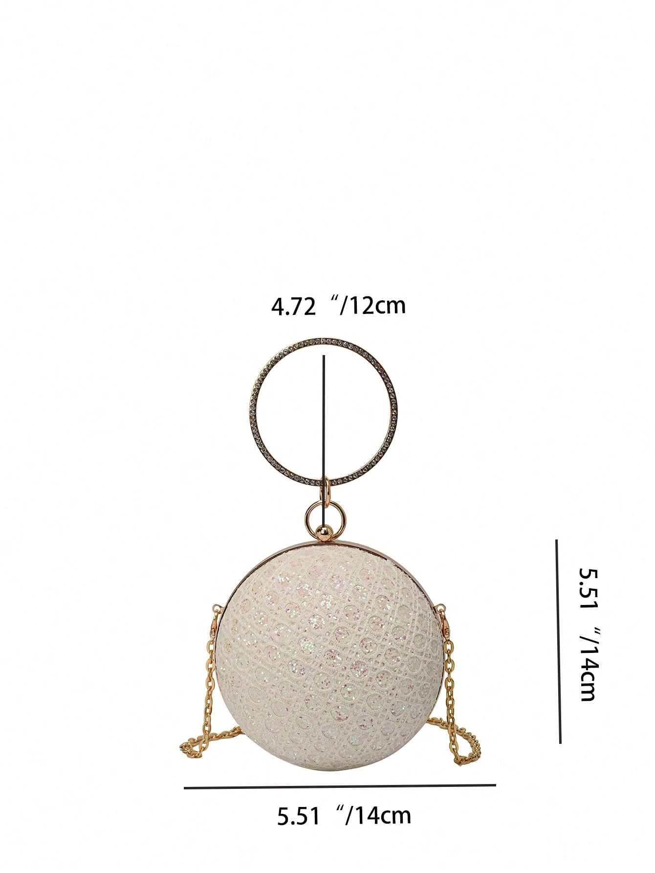 Charming, Elegant, Exquisite Rhinestone-Decorated Round Clutch Bag For Women, Suitable For Girls Party, Ball, Formal Occasion Dress, Wedding