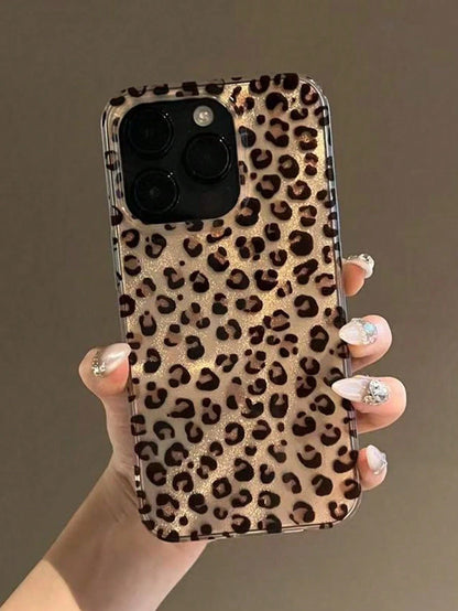 Cheetah Print, Leopard Print Korean Style Cute Leopard Phone Case, Suitable For IPhone 16/15/14/13/12 Pro Max/11, Fashionable Animal Pattern Soft Shockproof Back Cover