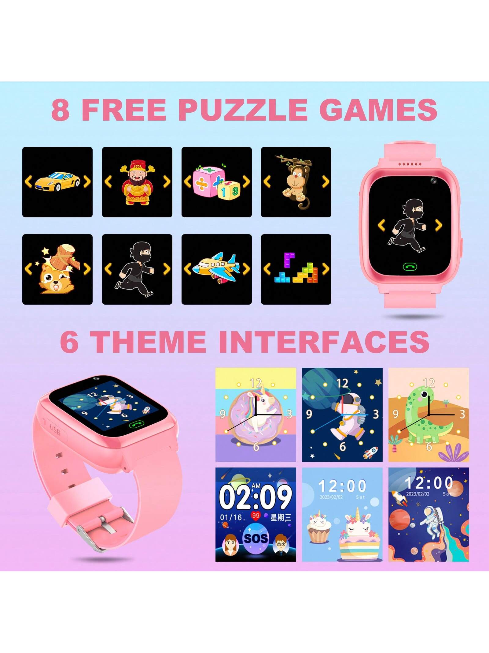 Children's Smartwatch- Call,Camera,Video Recorder,Flashlight,Music Player,8 Game Kids Smart Watch- Great Gift For Kids Boys Girls Birthday Christmas