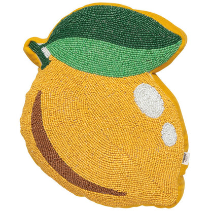 Citrus Burst Beaded Throw Pillow