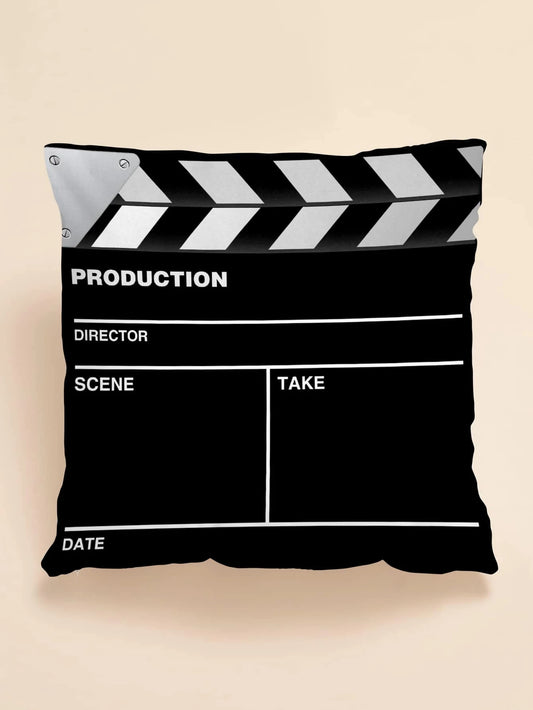 Clapper Board Print Cushion Cover Without Filler, Creative Throw Pillow Cover, Pillow Insert Not Include, For Sofa, Living Room