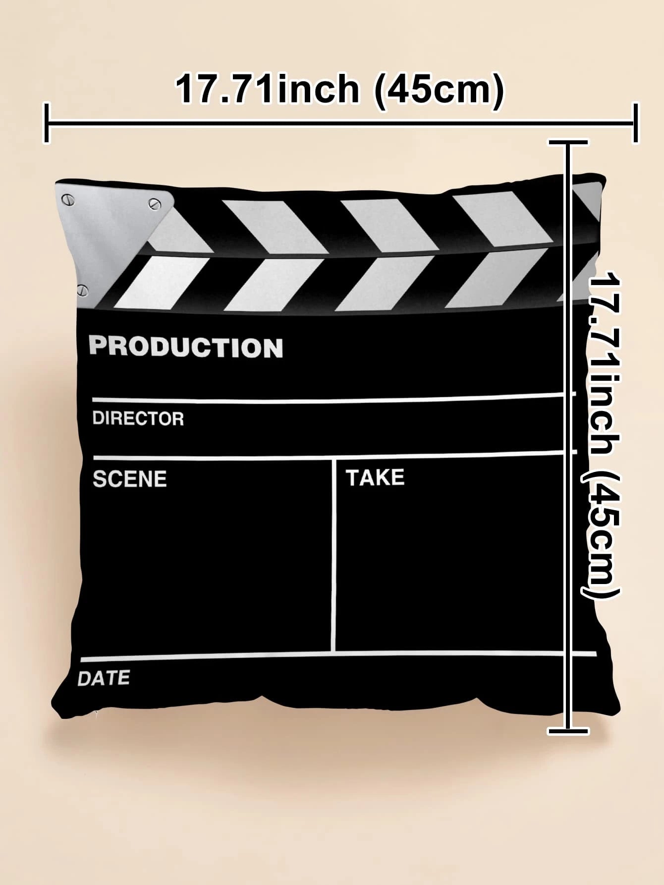 Clapper Board Print Cushion Cover Without Filler, Creative Throw Pillow Cover, Pillow Insert Not Include, For Sofa, Living Room