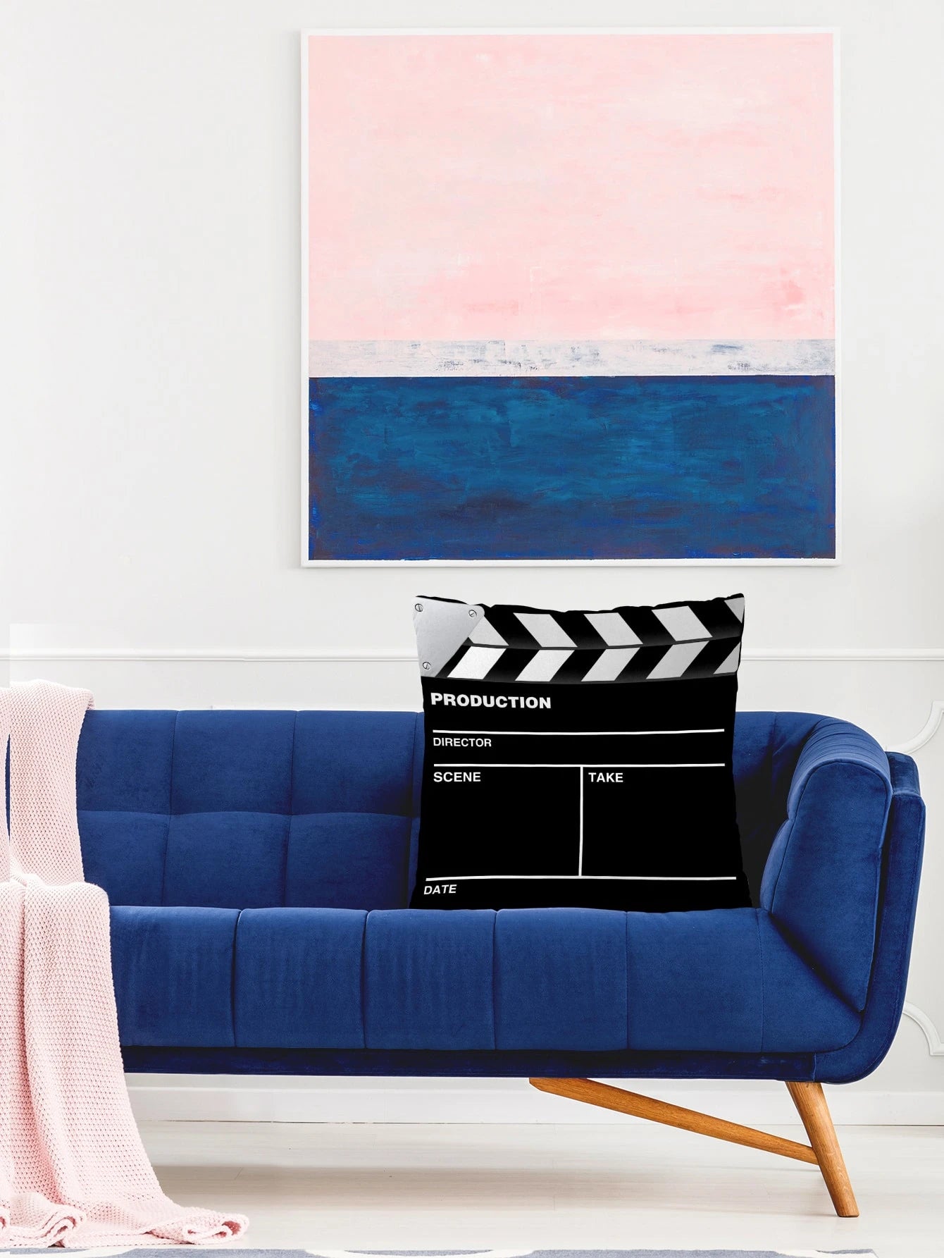 Clapper Board Print Cushion Cover Without Filler, Creative Throw Pillow Cover, Pillow Insert Not Include, For Sofa, Living Room