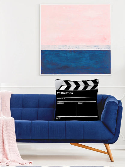 Clapper Board Print Cushion Cover Without Filler, Creative Throw Pillow Cover, Pillow Insert Not Include, For Sofa, Living Room