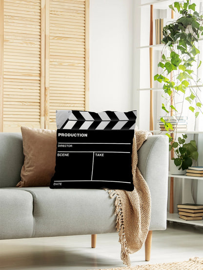 Clapper Board Print Cushion Cover Without Filler, Creative Throw Pillow Cover, Pillow Insert Not Include, For Sofa, Living Room