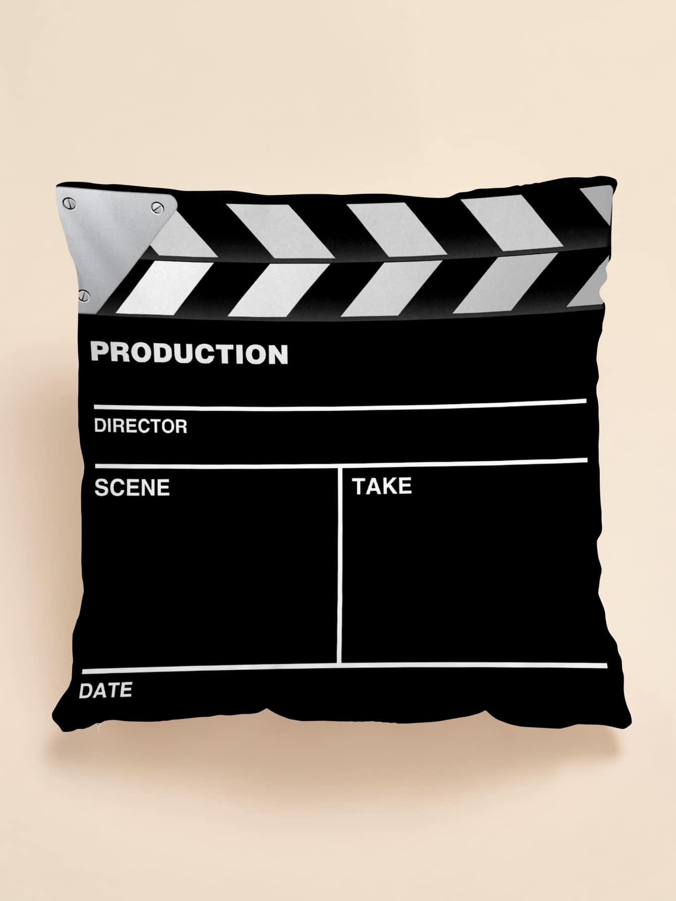 Clapper Board Print Cushion Cover Without Filler, Creative Throw Pillow Cover, Pillow Insert Not Include, For Sofa, Living Room