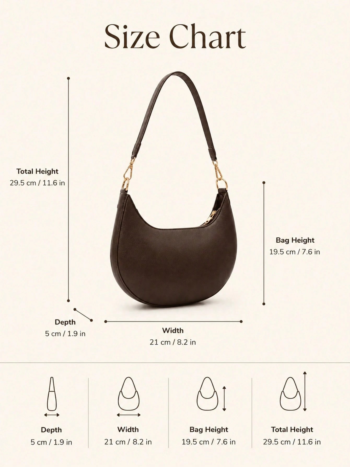 Classic Coffee Crescent Smooth Shoulder Bag For Daily Commute Elegant Old Money Shoulder Bags For Women Perfect For Winter Mochilas Bolsa