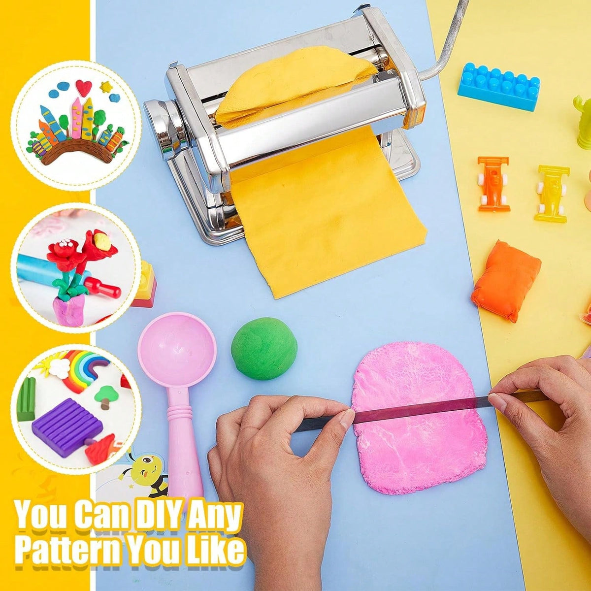 [Clay Roller Machine] 1pc Polymer Clay Roller Machine- Clay Presser Machine With 6 Thickness Options, 15cm 5.91 Inch Wide Roller, Thin 1 To 3mm For Craft Projects, Clay Tools And Clay Conditioning Ma