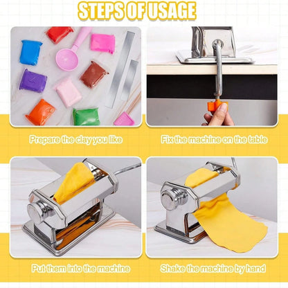[Clay Roller Machine] 1pc Polymer Clay Roller Machine- Clay Presser Machine With 6 Thickness Options, 15cm 5.91 Inch Wide Roller, Thin 1 To 3mm For Craft Projects, Clay Tools And Clay Conditioning Ma