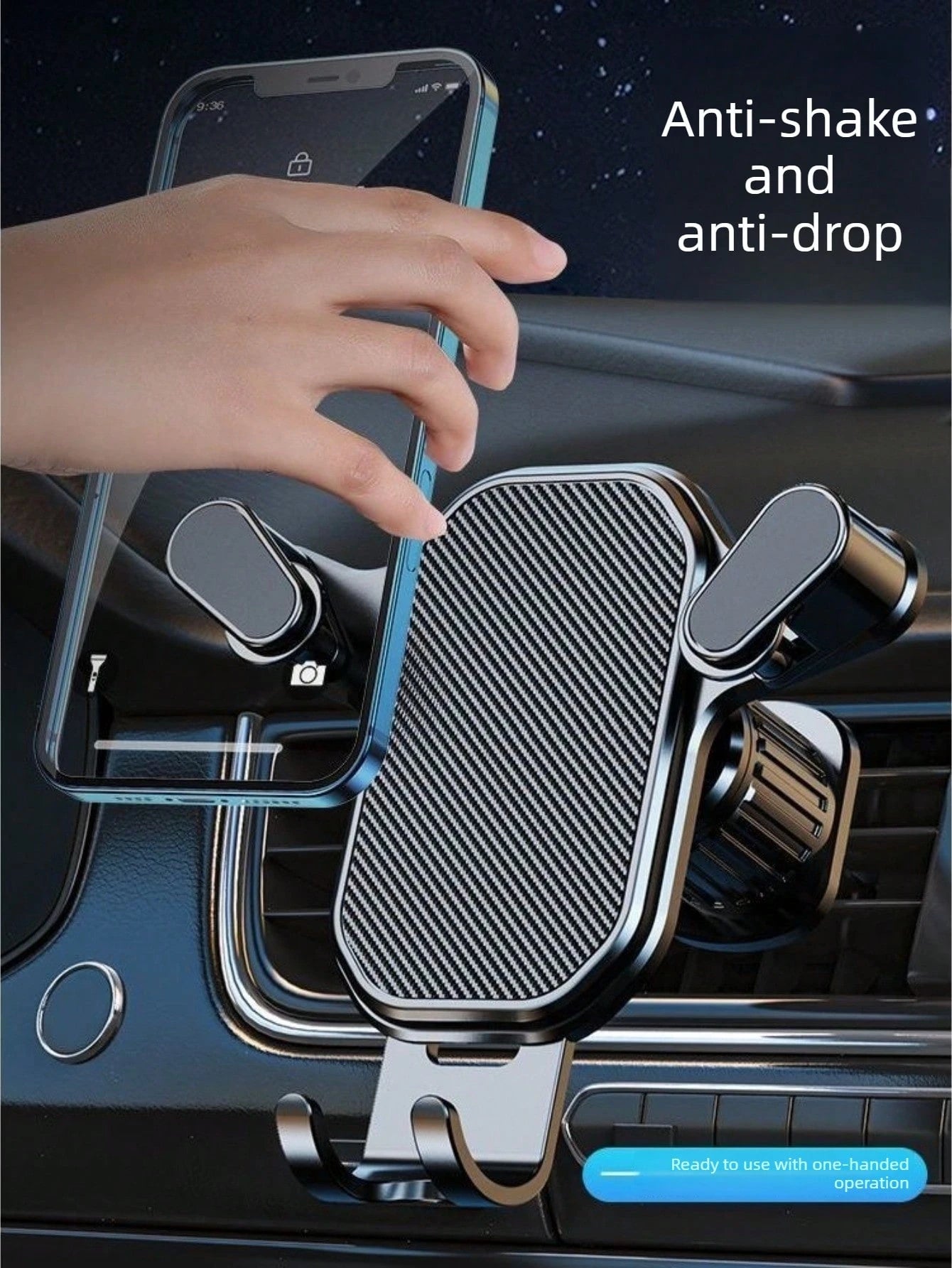 Clip-On Air Vent Phone Holder, Textured Bracket, Multifunctional Car Phone Mount, Air Vent Instrument Navigation Car Phone Holder, Gift For Boyfriend, Car Phone, Compatible With IPhone & Android, Birt