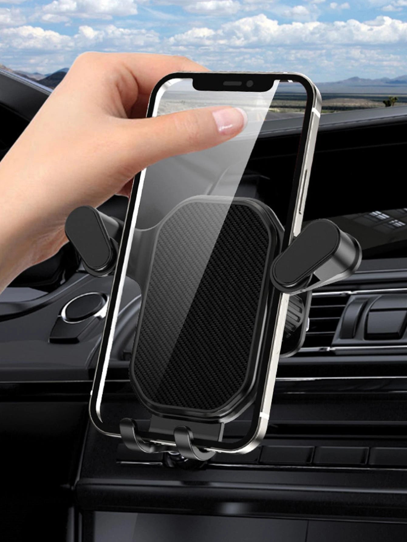 Clip-On Air Vent Phone Holder, Textured Bracket, Multifunctional Car Phone Mount, Air Vent Instrument Navigation Car Phone Holder, Gift For Boyfriend, Car Phone, Compatible With IPhone & Android, Birt