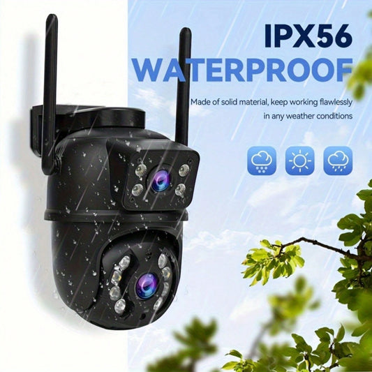 Closeli Dual-Lens Wireless Security Camera- 2.4GHz, IPX5, AI Motion Tracking, Color Night Vision, Two-Way Audio, Motion Alarm, Rotation/Tilt, Video Surveillance, CCTV Monitor, Supports SD Card/Cloud