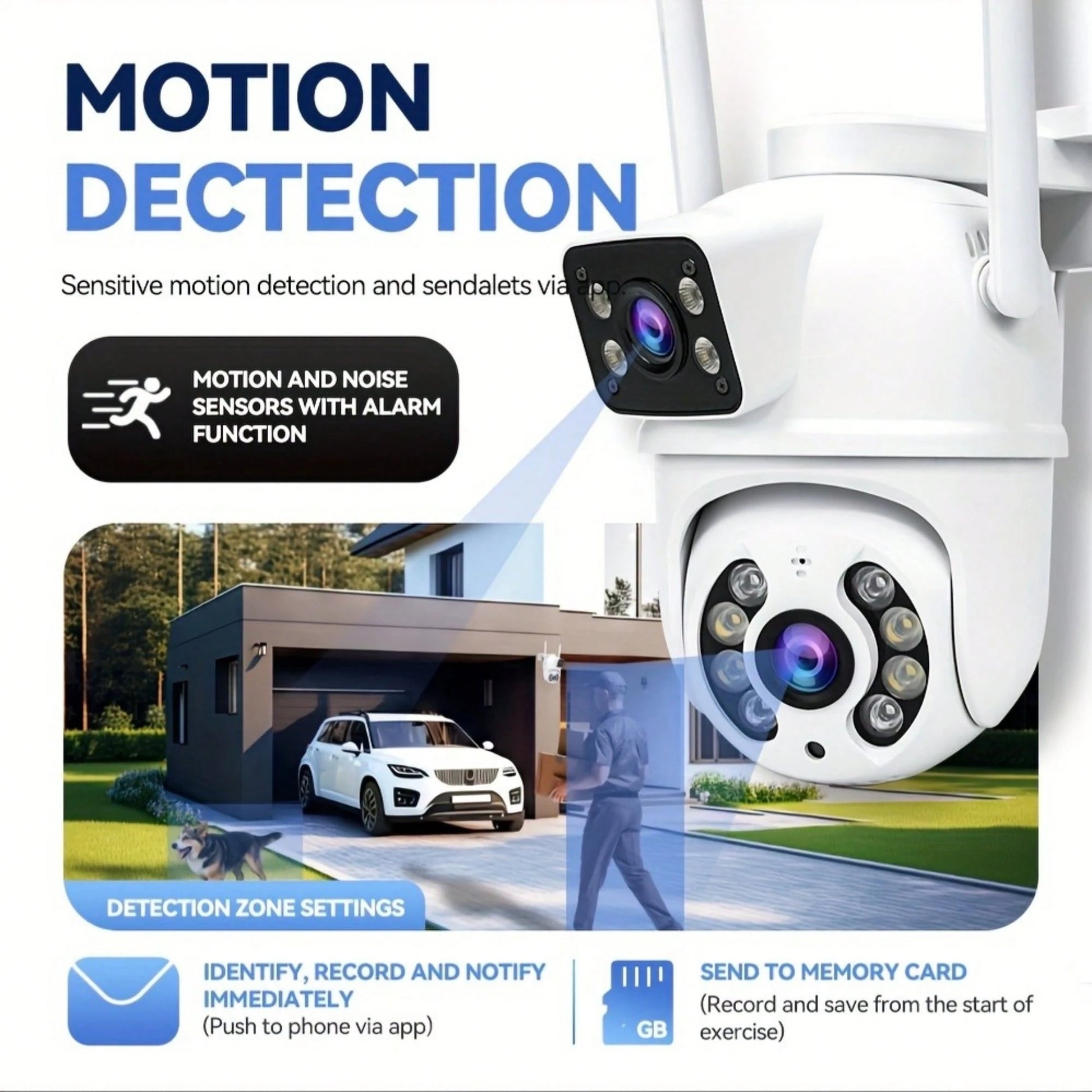 Closeli Dual-Lens Wireless Security Camera- 2.4GHz, IPX5, AI Motion Tracking, Color Night Vision, Two-Way Audio, Motion Alarm, Rotation/Tilt, Video Surveillance, CCTV Monitor, Supports SD Card/Cloud