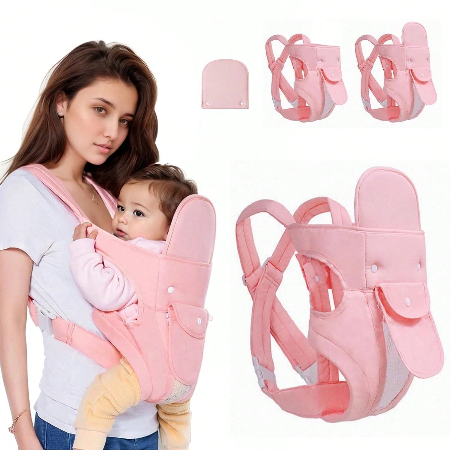 CN. 1PC Baby Carrier Grey/Pink/Black Newborn To Toddler(7-30lbs), Baby Christmas Gift,Toddler Carrier With Adjustable Shoulder Strap, Baby Holder Carrier