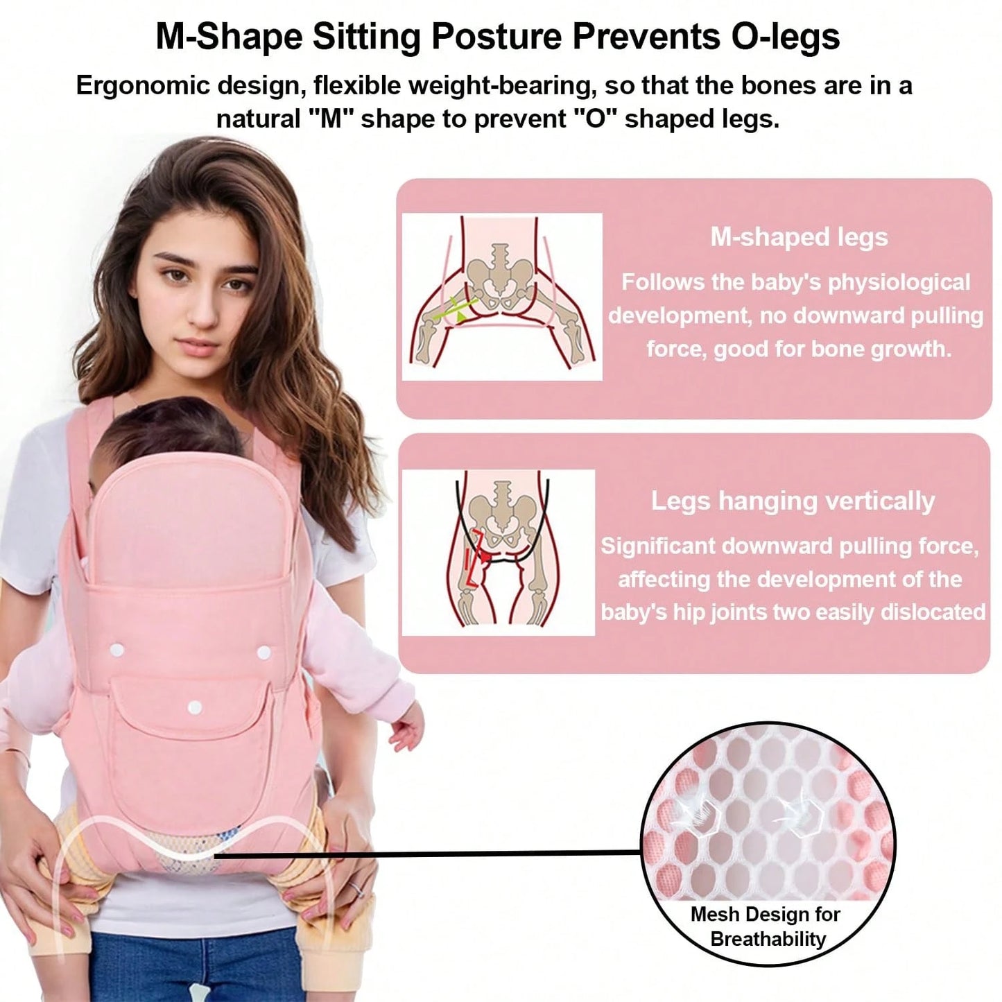 CN. 1PC Baby Carrier Grey/Pink/Black Newborn To Toddler(7-30lbs), Baby Christmas Gift,Toddler Carrier With Adjustable Shoulder Strap, Baby Holder Carrier