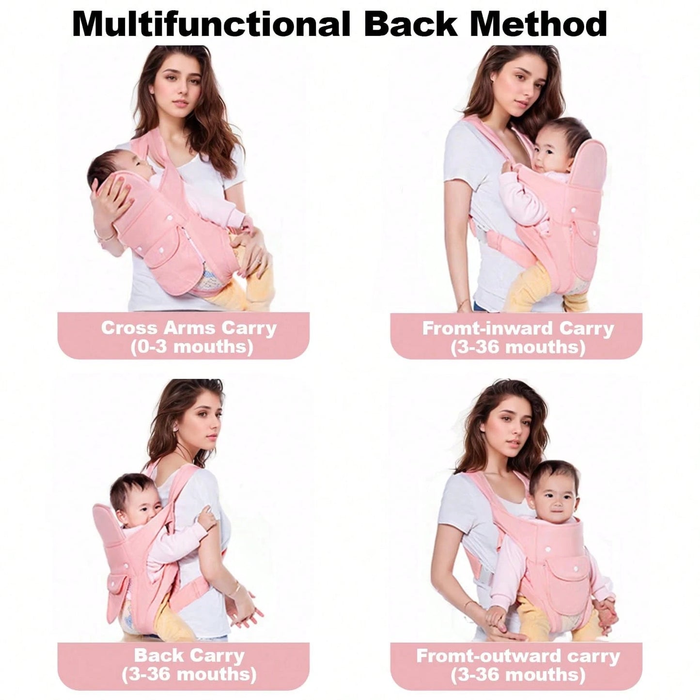 CN. 1PC Baby Carrier Grey/Pink/Black Newborn To Toddler(7-30lbs), Baby Christmas Gift,Toddler Carrier With Adjustable Shoulder Strap, Baby Holder Carrier