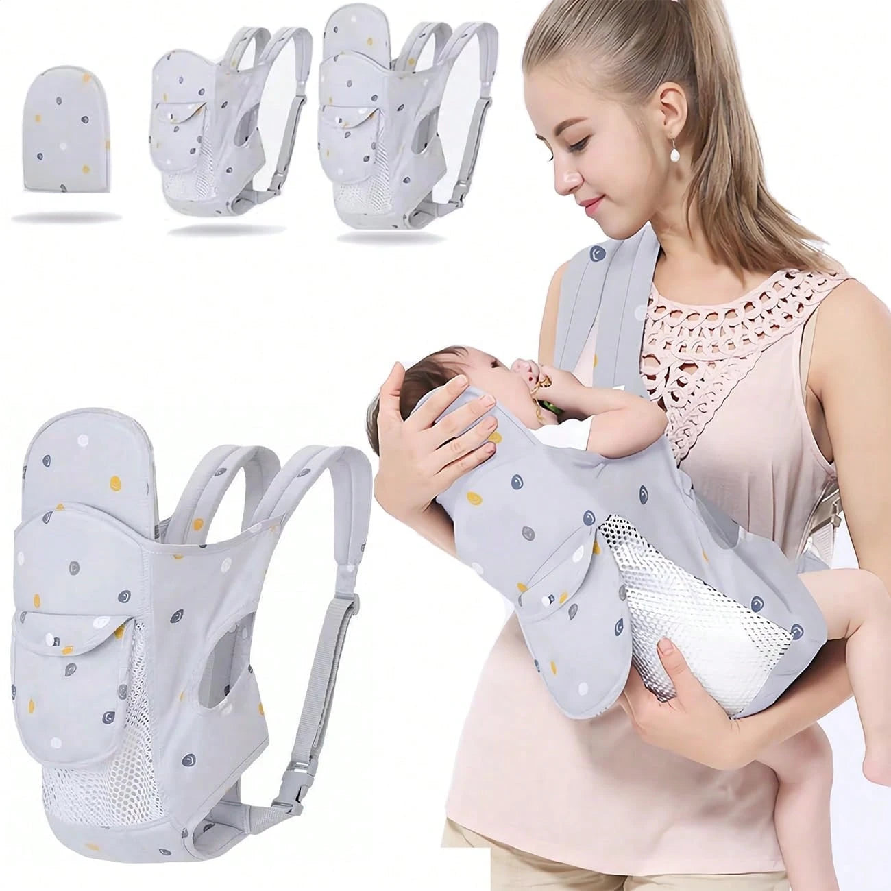 CN. 1PC Baby Carrier Grey/Pink/Black Newborn To Toddler(7-30lbs), Baby Christmas Gift,Toddler Carrier With Adjustable Shoulder Strap, Baby Holder Carrier