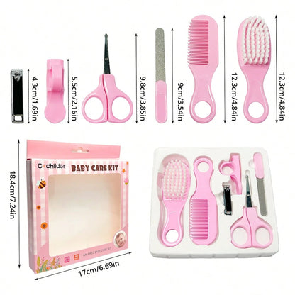 Cochildor 6-Piece Set Of Baby Care Products, Including Beauty Brush, Comb And Scissors, Home Nail And Hair Cleaning Care Set, With Two Color Options