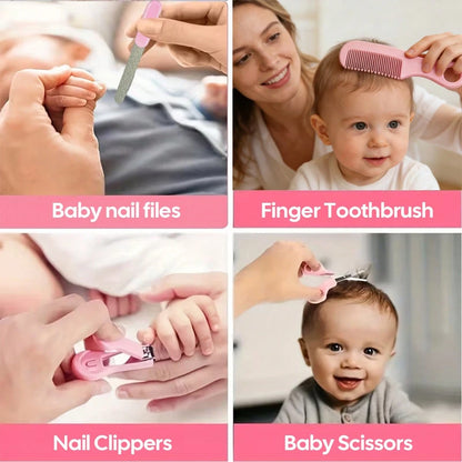 Cochildor 6-Piece Set Of Baby Care Products, Including Beauty Brush, Comb And Scissors, Home Nail And Hair Cleaning Care Set, With Two Color Options