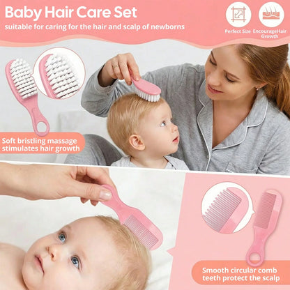 Cochildor 6-Piece Set Of Baby Care Products, Including Beauty Brush, Comb And Scissors, Home Nail And Hair Cleaning Care Set, With Two Color Options