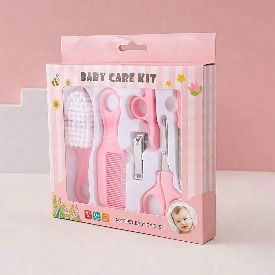 Cochildor 6-Piece Set Of Baby Care Products, Including Beauty Brush, Comb And Scissors, Home Nail And Hair Cleaning Care Set, With Two Color Options