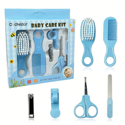 Cochildor 6-Piece Set Of Baby Care Products, Including Beauty Brush, Comb And Scissors, Home Nail And Hair Cleaning Care Set, With Two Color Options