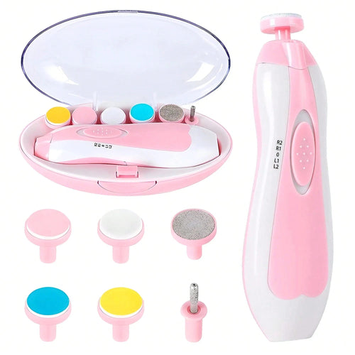 Cochildor Baby Nail Sharpener, 6 In 1 Safety Cutter Trimmer Clipper For Toes And Fingers, Put 2 AA Batteries (Excluding Batteries) Before Use, Pink
