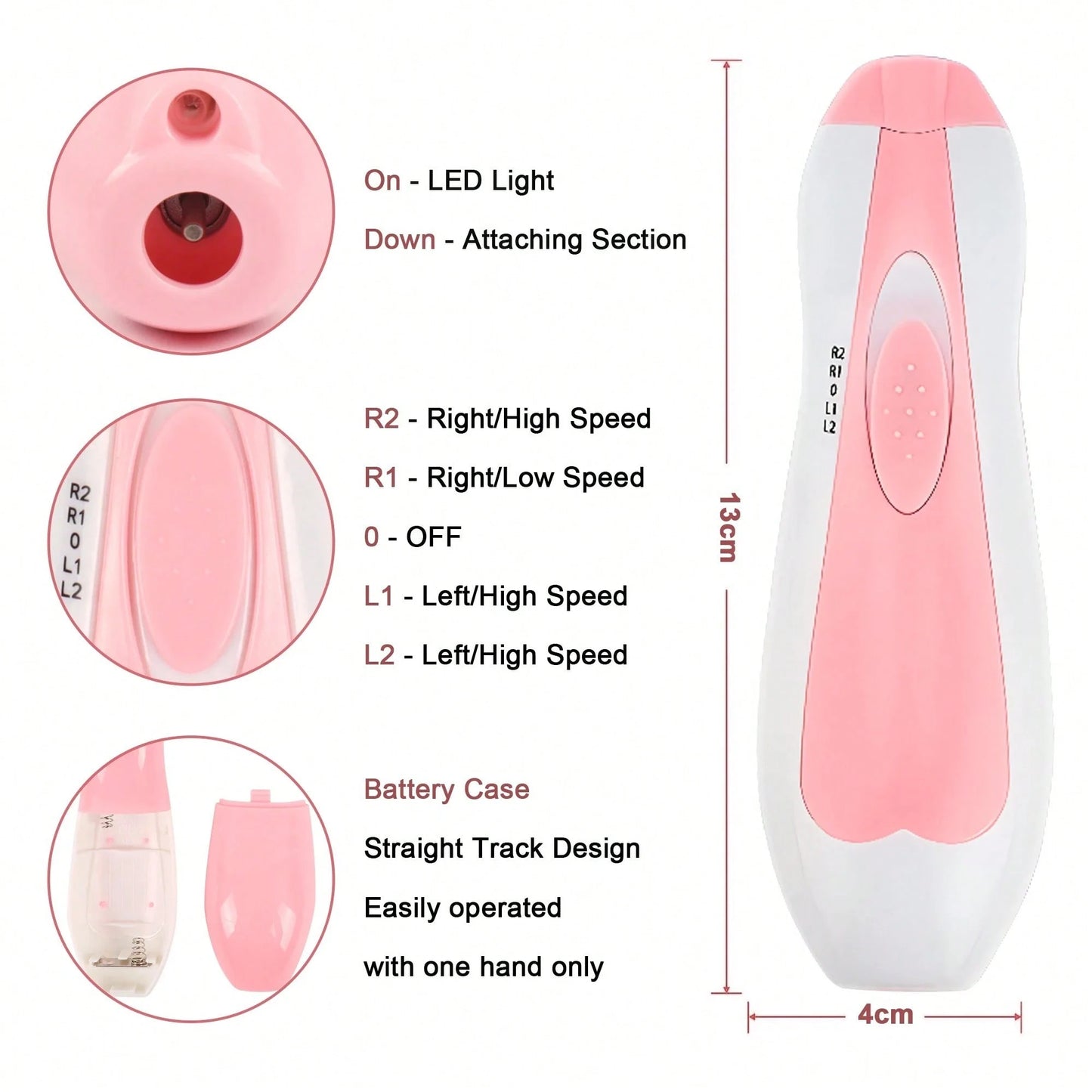 Cochildor Baby Nail Sharpener, 6 In 1 Safety Cutter Trimmer Clipper For Toes And Fingers, Put 2 AA Batteries (Excluding Batteries) Before Use, Pink