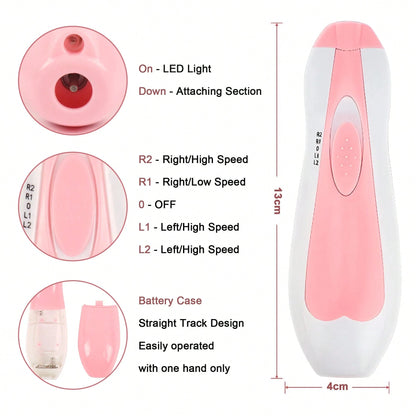 Cochildor Baby Nail Sharpener, 6 In 1 Safety Cutter Trimmer Clipper For Toes And Fingers, Put 2 AA Batteries (Excluding Batteries) Before Use, Pink