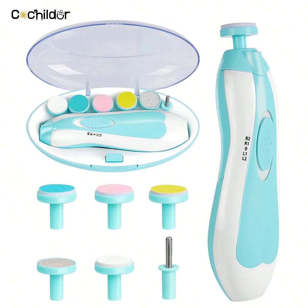 Cochildor Baby Nail Sharpener, 6 In 1 Safety Cutter Trimmer Clipper For Toes And Fingers, Put 2 AA Batteries (Excluding Batteries) Before Use, Pink