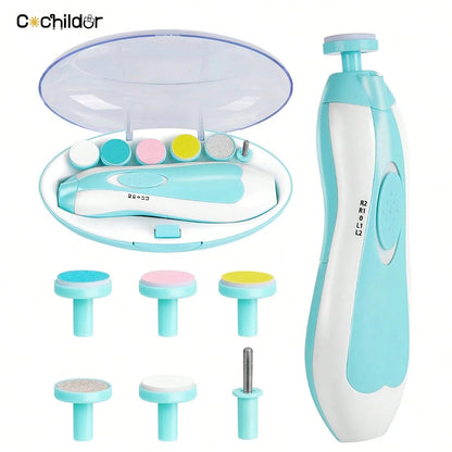 Cochildor Baby Nail Sharpener, 6 In 1 Safety Cutter Trimmer Clipper For Toes And Fingers, Put 2 AA Batteries (Excluding Batteries) Before Use, Pink