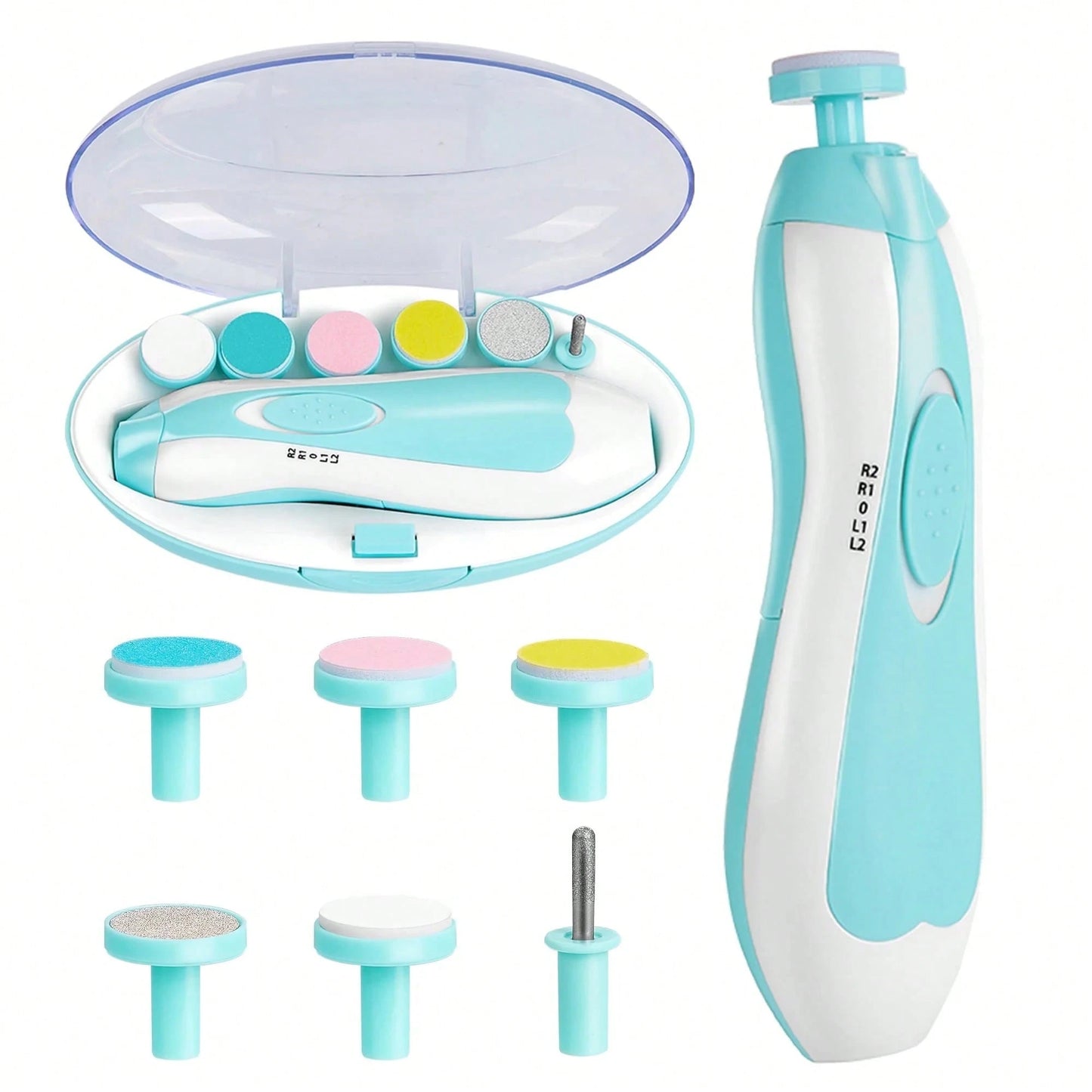 Cochildor Baby Nail Sharpener, 6 In 1 Safety Cutter Trimmer Clipper For Toes And Fingers, Put 2 AA Batteries (Excluding Batteries) Before Use, Pink