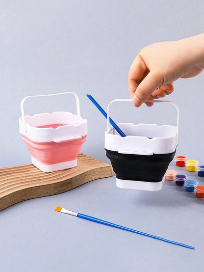 Collapsible Silicone Brush Cleaner Cup Foldable Paint Brush Washer Portable Water Basin For Acrylic Oil Watercolor Painting Artist Travel Studio Art Supplies