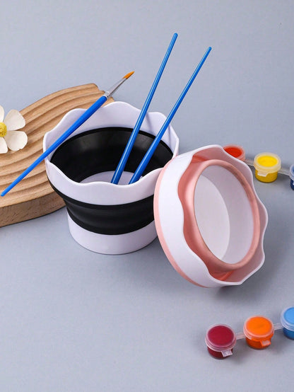 Collapsible Silicone Brush Cleaner Cup Foldable Paint Brush Washer Portable Water Basin For Acrylic Oil Watercolor Painting Artist Travel Studio Art Supplies
