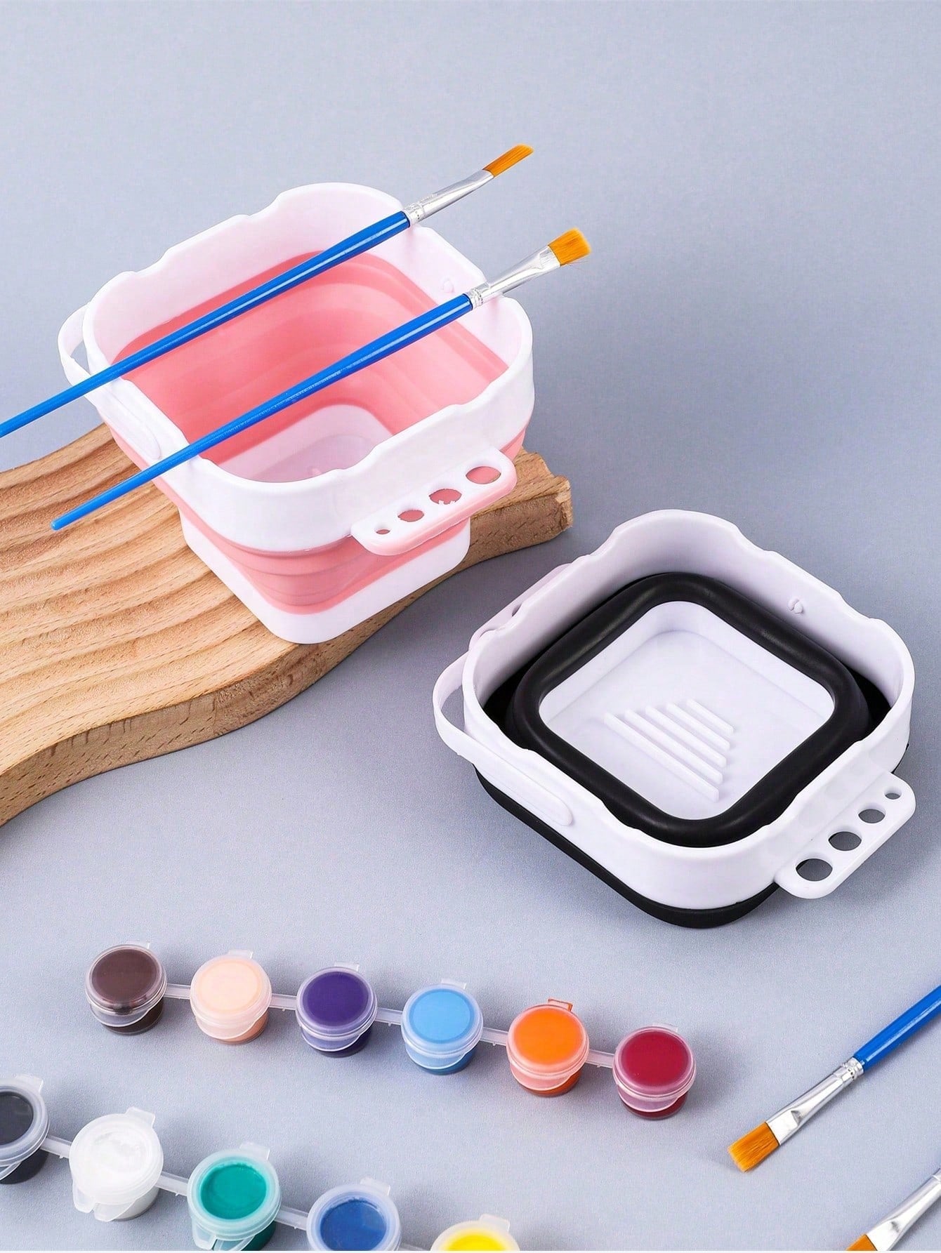 Collapsible Silicone Brush Cleaner Cup Foldable Paint Brush Washer Portable Water Basin For Acrylic Oil Watercolor Painting Artist Travel Studio Art Supplies