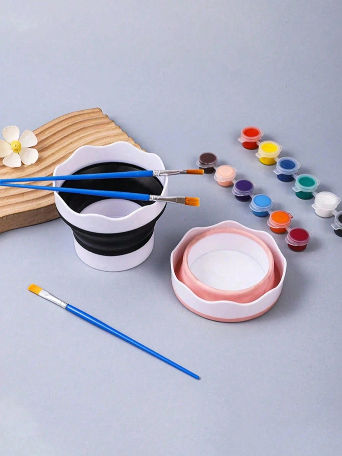 Collapsible Silicone Brush Cleaner Cup Foldable Paint Brush Washer Portable Water Basin For Acrylic Oil Watercolor Painting Artist Travel Studio Art Supplies