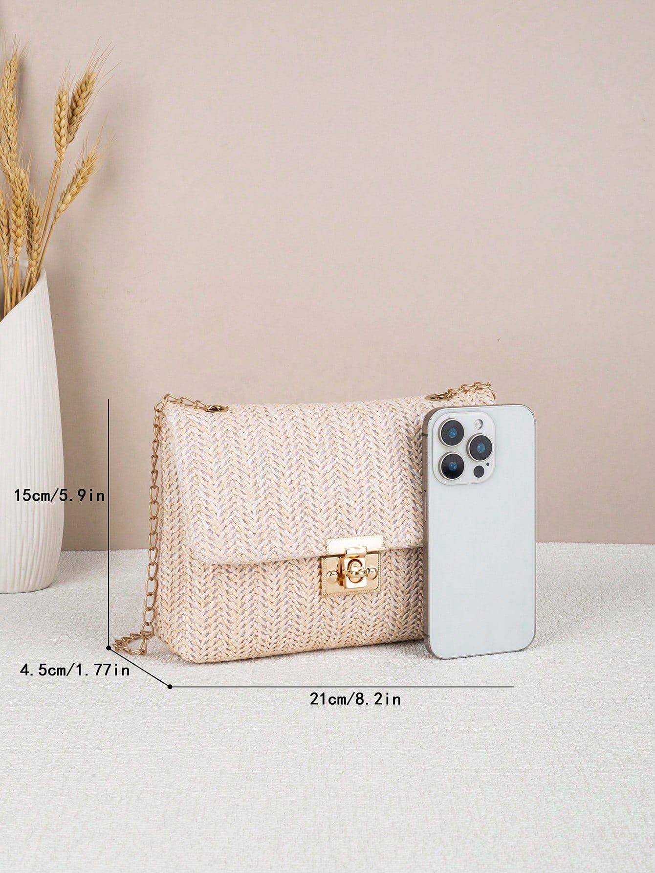 Colorful Woven Shoulder Bag, Women's Small Square Bag, Casual Beach Bag, Large Capacity, Spring/Summer